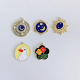 20pcs Duck Flower Star Moon Alloy Charms Earring Necklace Pendants