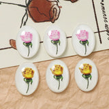 20pcs Rose Flower Resin Oval Cabochons Ornament Stickers