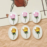 20pcs Rose Flower Resin Oval Cabochons Ornament Stickers