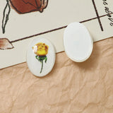 20pcs Rose Flower Resin Oval Cabochons Ornament Stickers