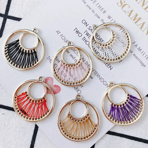 20pcs Crochet Style Circle Alloy Charms Earring Pendants