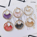 20pcs Crochet Style Circle Alloy Charms Earring Pendants
