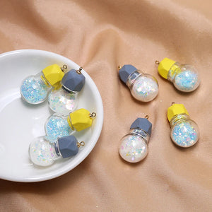 DIY Glitter Bottle Shape Necklace Pendants 20pcs
