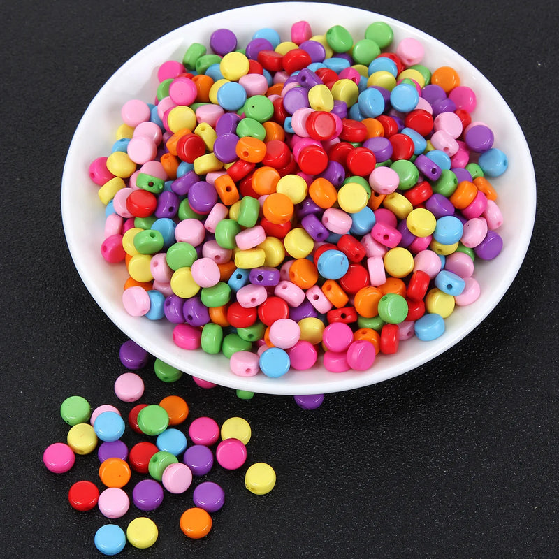 DIY Acrylic Blank Coin Round Spacers 4*7mm Solid Colors