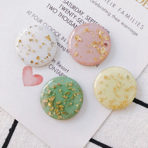 Colorful Glitter Resin Round Geometry Earring Charms Necklace Pendants