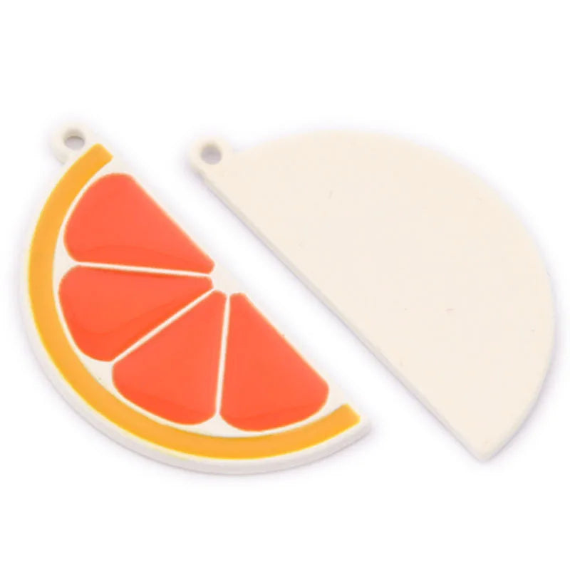 Enamel Alloy Orange Piece Shape Ornament Necklace Keyring Phone Chain Charms