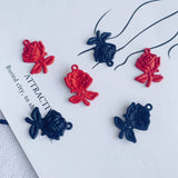 50pcs 24*16mm Rubber Enamel Alloy Rose Flower Pendant Charms