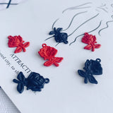 50pcs 24*16mm Rubber Enamel Alloy Rose Flower Pendant Charms