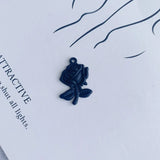 50pcs 24*16mm Rubber Enamel Alloy Rose Flower Pendant Charms