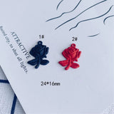 50pcs 24*16mm Rubber Enamel Alloy Rose Flower Pendant Charms