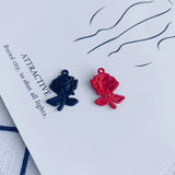 50pcs 24*16mm Rubber Enamel Alloy Rose Flower Pendant Charms