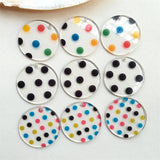 50pcs 35mm Round Polka Dots Resin Charms Earring Necklace Pendants