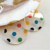 50pcs 35mm Round Polka Dots Resin Charms Earring Necklace Pendants