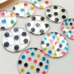 50pcs 35mm Round Polka Dots Resin Charms Earring Necklace Pendants