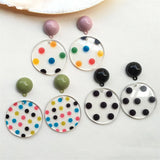 50pcs 35mm Round Polka Dots Resin Charms Earring Necklace Pendants
