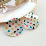 50pcs 35mm Round Polka Dots Resin Charms Earring Necklace Pendants