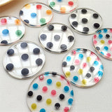 50pcs 35mm Round Polka Dots Resin Charms Earring Necklace Pendants