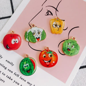 50pcs Colorful Enamel Fruit Vegetable Necklace Pendants Earring Charms
