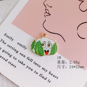 50pcs Colorful Enamel Fruit Vegetable Necklace Pendants Earring Charms