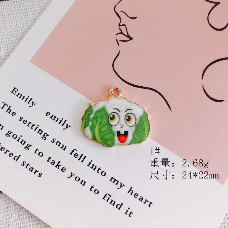 50pcs Colorful Enamel Fruit Vegetable Necklace Pendants Earring Charms