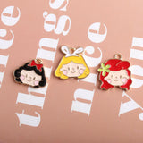 60pcs Colorful Enamel Alloy Girl Head Necklace Pendants Ornament Accessories