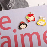 60pcs Colorful Enamel Alloy Girl Head Necklace Pendants Ornament Accessories