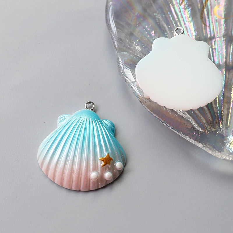 Resin Sea Shell Pearl Necklace Pendants 60pcs