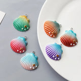 Resin Sea Shell Pearl Necklace Pendants 60pcs