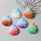 Resin Sea Shell Pearl Necklace Pendants 60pcs