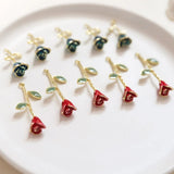 Enamel Alloy Rose Flower Charms 20pcs Tone Plated Drop Oil