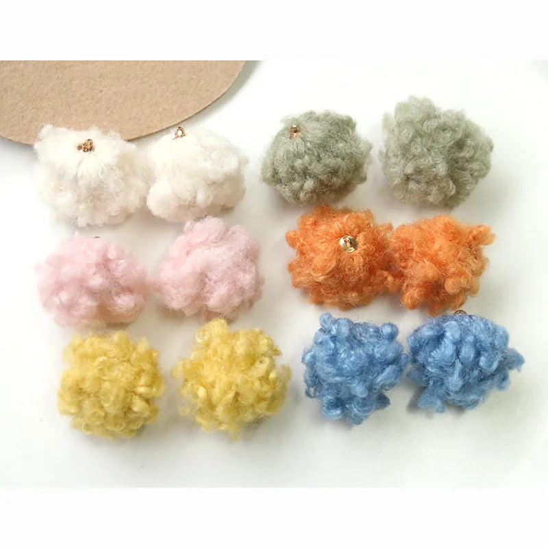 Winter Fur Ball Charms Ornament Accessories 60pcs Round Earring Necklace Pendant