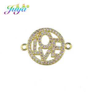 Gold/Rose Micro Pave Zircon LOVE Letter Charm Connectors For Women