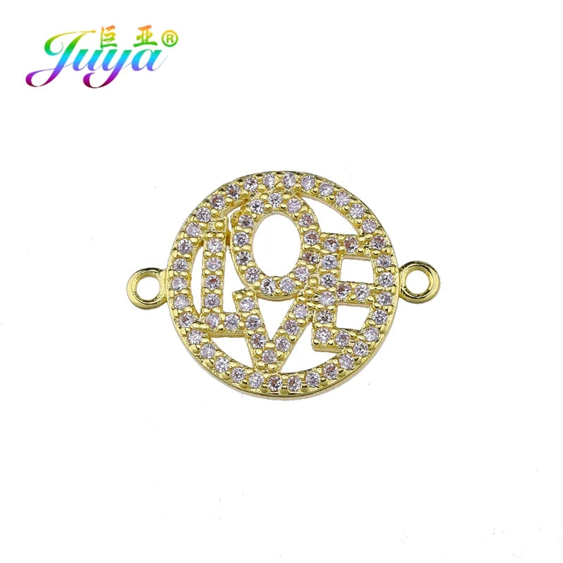 Gold/Rose Micro Pave Zircon LOVE Letter Charm Connectors For Women