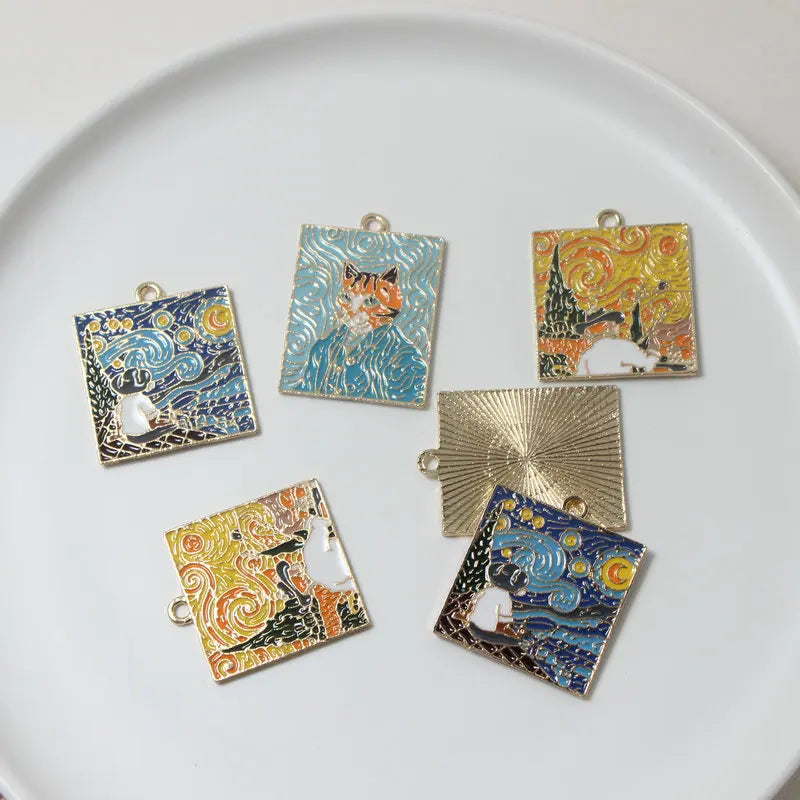 Enamel Alloy Charms Oil Painting Necklace Earring Pendants 40pcs