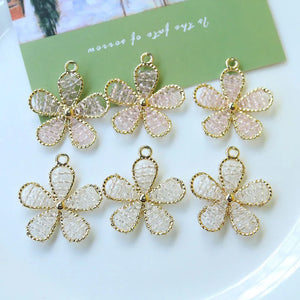 10pcs 30mm DIY Jewelry Findings Glass Flower Necklace Pendants