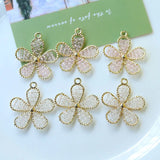 10pcs 30mm DIY Jewelry Findings Glass Flower Necklace Pendants