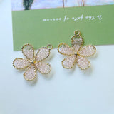 10pcs 30mm DIY Jewelry Findings Glass Flower Necklace Pendants