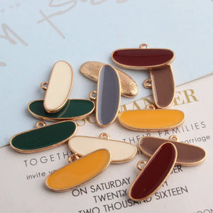 60pcs 12*26MM Oil Drop Oval Geometric Keyring Earring Charm Pendants