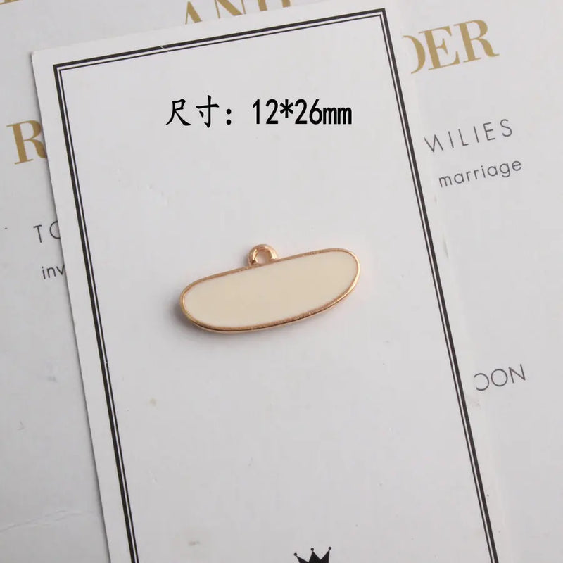 60pcs 12*26MM Oil Drop Oval Geometric Keyring Earring Charm Pendants