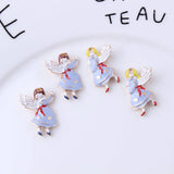 60pcs Enamel Alloy Charms Angel Wings Girl Necklace Keyring Pendants