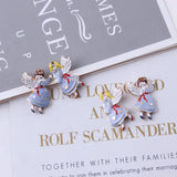60pcs Enamel Alloy Charms Angel Wings Girl Necklace Keyring Pendants