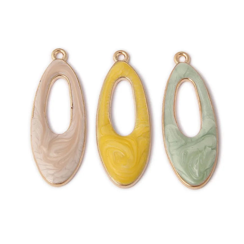 50pcs Oval Round Tone Plated Alloy Earring Pendant Charms