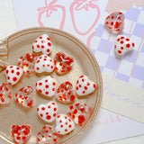 DIY Polka Dots Crystal Heart Beads 20pcs