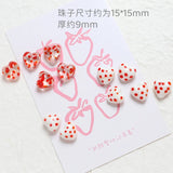DIY Polka Dots Crystal Heart Beads 20pcs