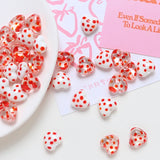 DIY Polka Dots Crystal Heart Beads 20pcs