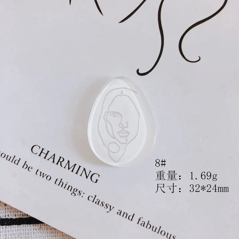 DIY Abstract Painting Face Acrylic Flower Charms 20pcs