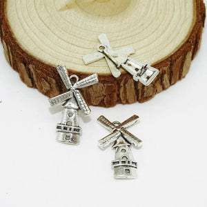 Antique Silver The Windmill House Charm Vintage Jewelry Findings