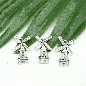 Antique Silver The Windmill House Charm Vintage Jewelry Findings