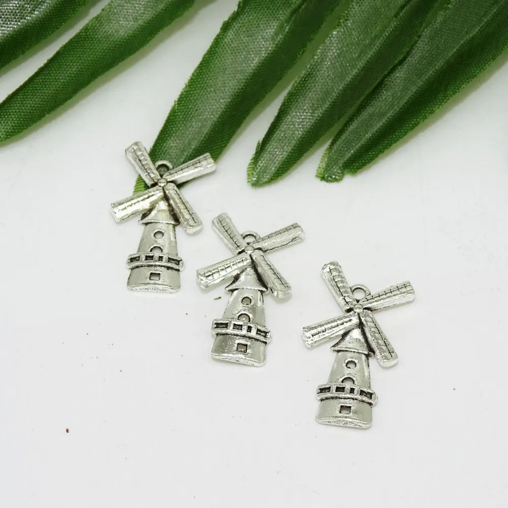 Antique Silver The Windmill House Charm Vintage Jewelry Findings