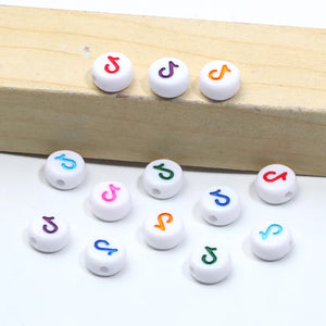 Colorful Symbol Flat Round Acrylic Beads 4x7mm Loose Beads DIY Jewelry Making